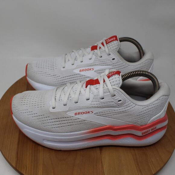 Brooks Shoes Womens 8 Ghost 2 Max White Red Running Sneakers Comfort Athleisure - Picture 3 of 11